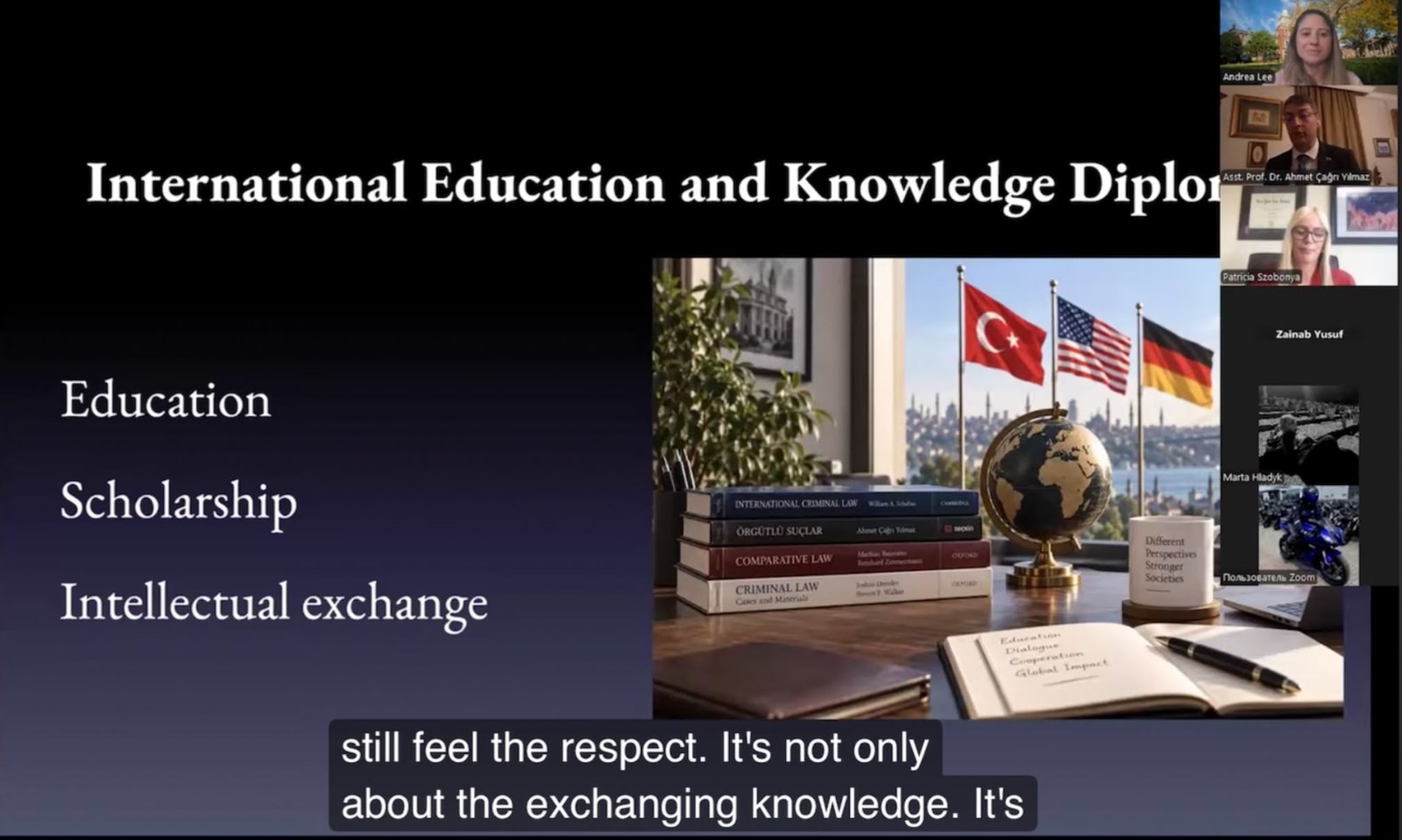 Uluslararası eğitim ve bilgi diplomasisi başlıklı sunum slaytı